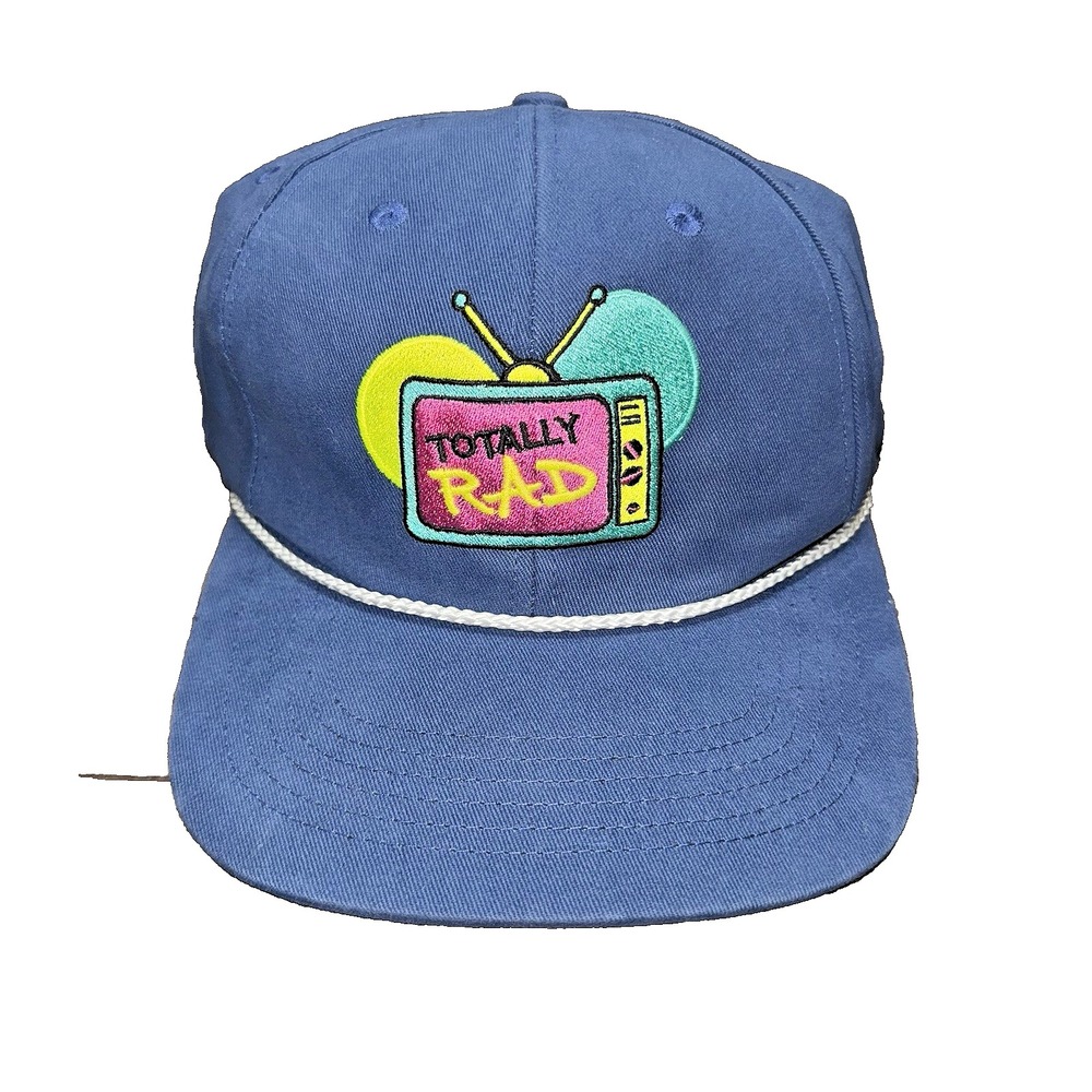 TOTALLY RAD TV  Outdoor Cap Embroidered Patch Snapback Hat Cap Blue Retro 90s